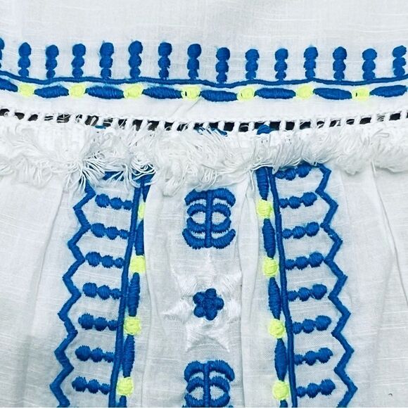 Vineyard Vines Dress White Blue Embroidered Tunic Shift Sleeveless Full/Lining 0 - Picture 2 of 11